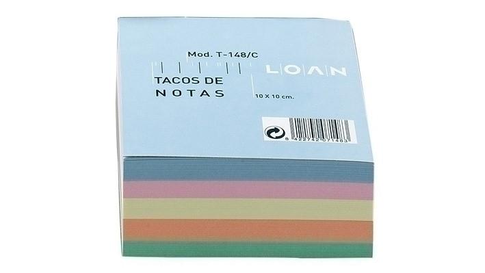 TACO ENCOLADO 500 HOJAS NOTAS 5 COLORES 100 X 100 LOAN T-148/C