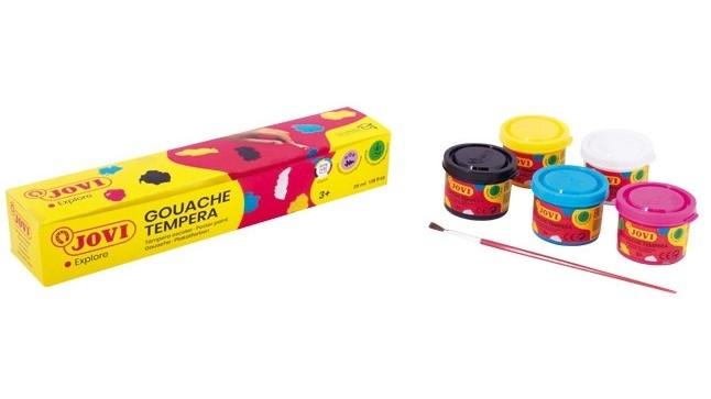 PACK 5 BOTES TEMPERA JOVI 35 ML COLORES SURTIDOS + PINCEL