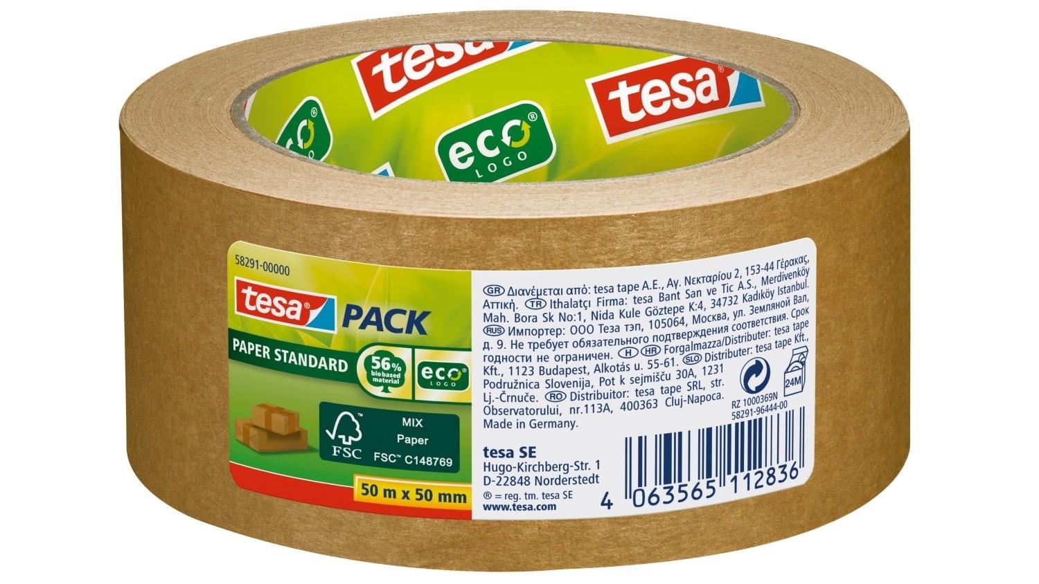 ROLLO PRECINTO TESA PAPEL STANDARD ECOLOGICO MARRON 50 MT X 50 MM CINTA ADHESIVA PARA EMBALAJE