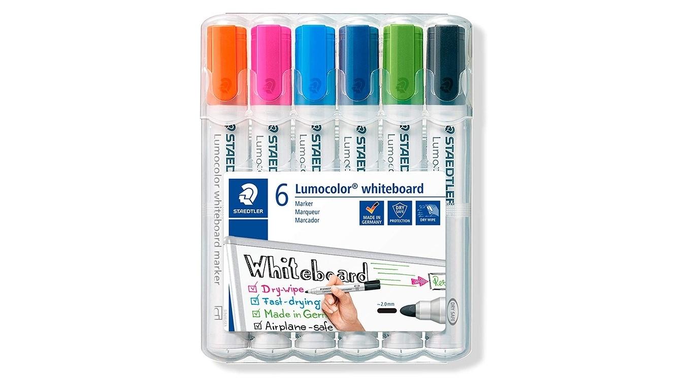 ESTUCHE 6 ROTULADORES PIZARRA BLANCA STAEDTLER LUMOCOLOR 351 COLOR SURTIDOS