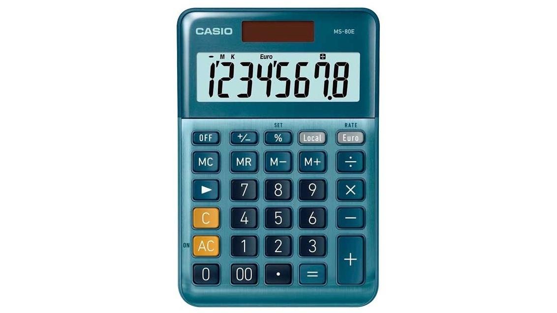 CALCULADORA CASIO MS-80E 8 DIGITOS COLOR AZUL