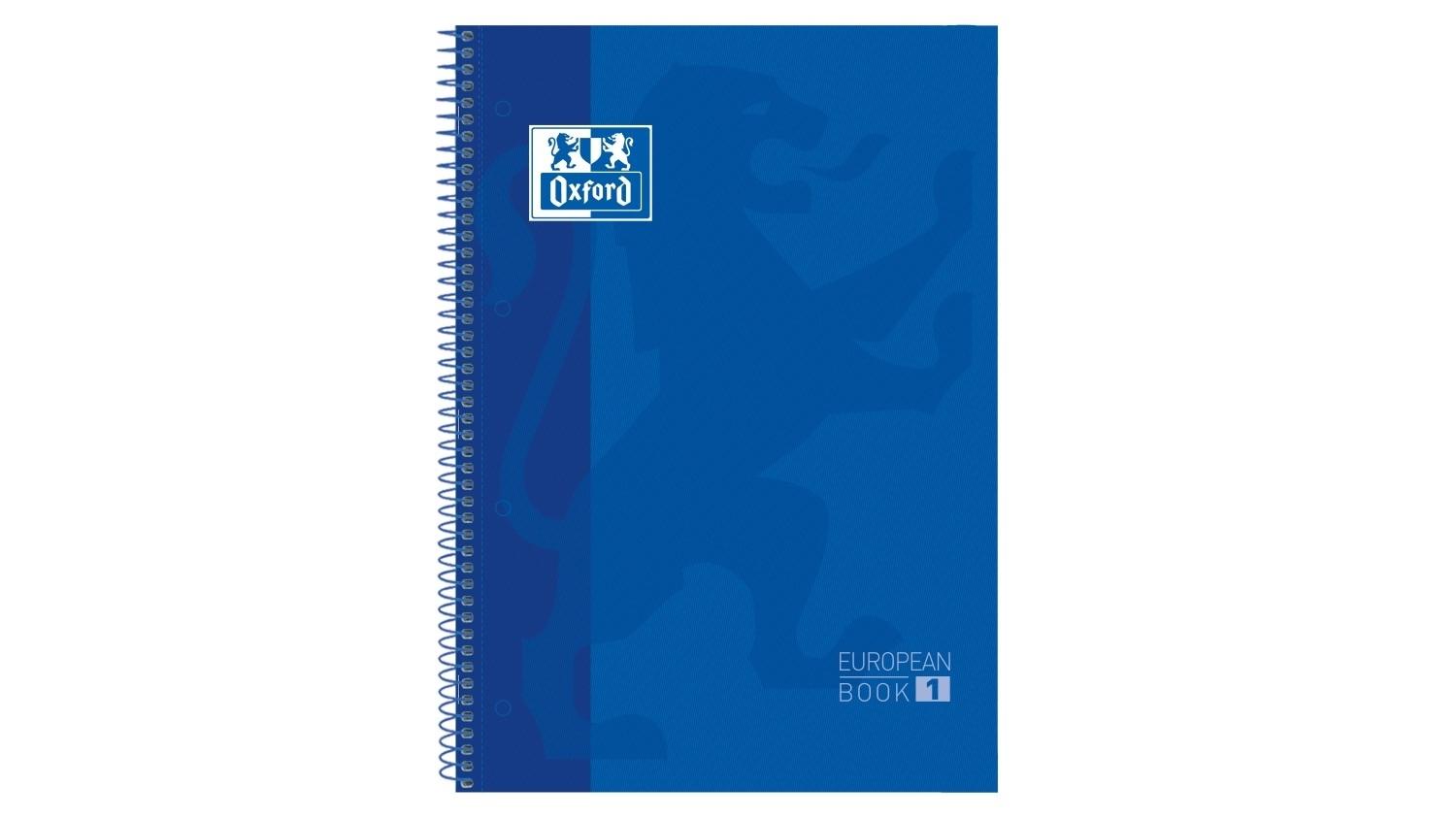 CUADERNO ESPIRAL OXFORD EUROPEANBOOK 1 TAPA EXTRADURA DIN A4 80 HOJAS CUADRICULA 5 MM COLOR AZUL OSCURO