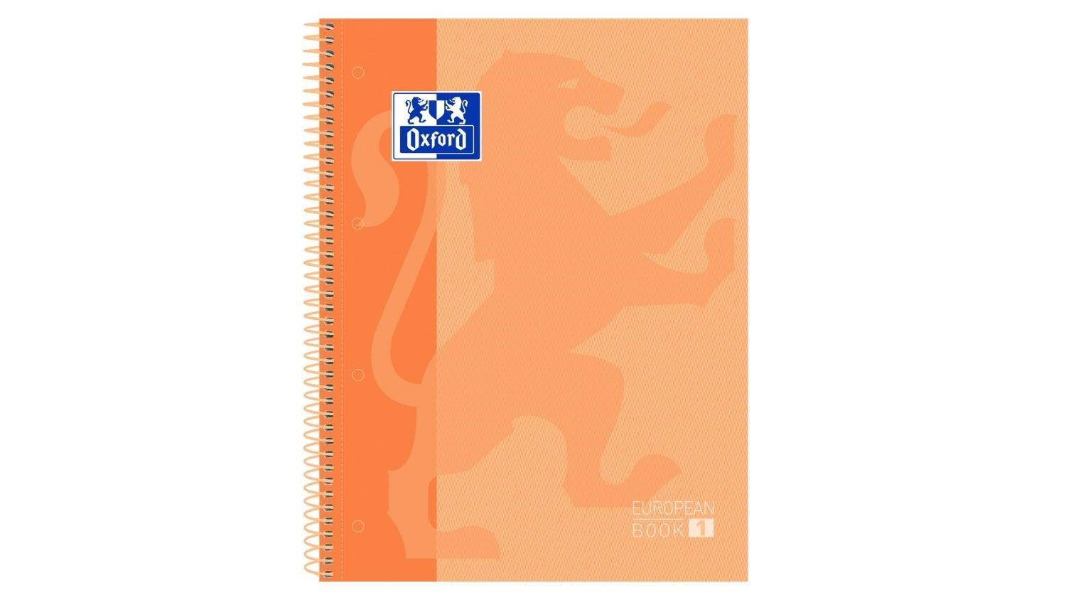 CUADERNO ESPIRAL OXFORD EUROPEANBOOK 1 TAPA EXTRADURA DIN A4 80 HOJAS CUADRICULA 5 MM COLOR MELOCOTON