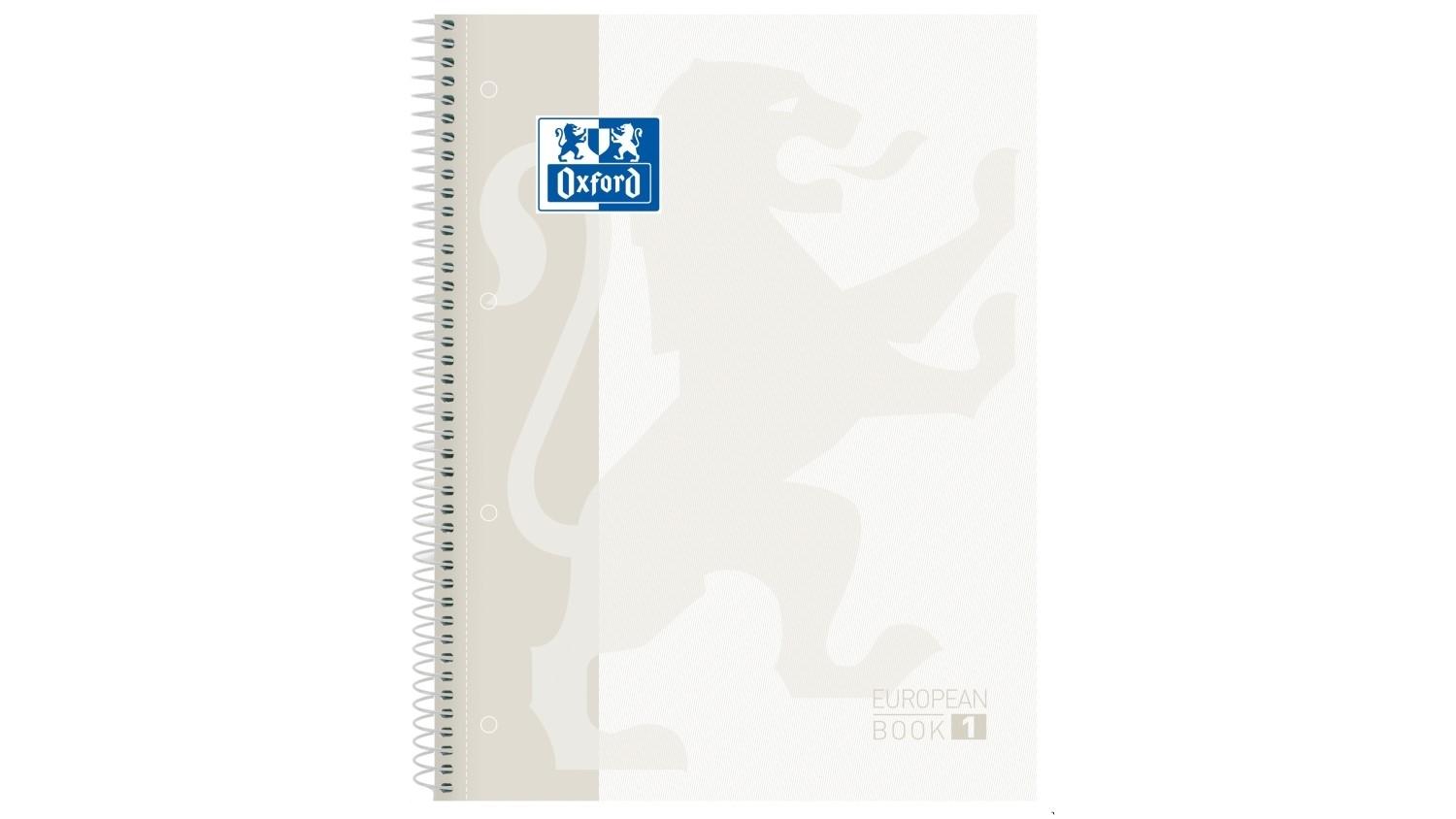 CUADERNO ESPIRAL OXFORD EUROPEANBOOK 1 TAPA EXTRADURA DIN A4 80 HOJAS CUADRICULA 5 MM COLOR BLANCO