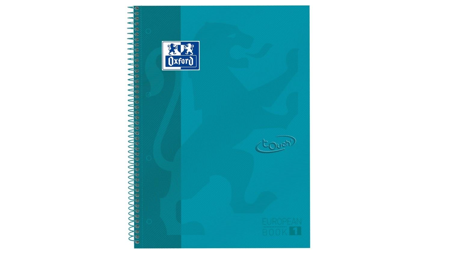 CUADERNO ESPIRAL OXFORD EUROPEANBOOK 1 TAPA EXTRADURA DIN A4 80 HOJAS CUADRICULA 5 MM COLOR AQUA INTENSO TOUCH