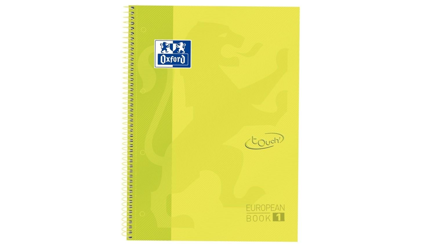 CUADERNO ESPIRAL OXFORD EUROPEANBOOK 1 TAPA EXTRADURA DIN A4 80 HOJAS CUADRICULA 5 MM COLOR LIMA TOUCH