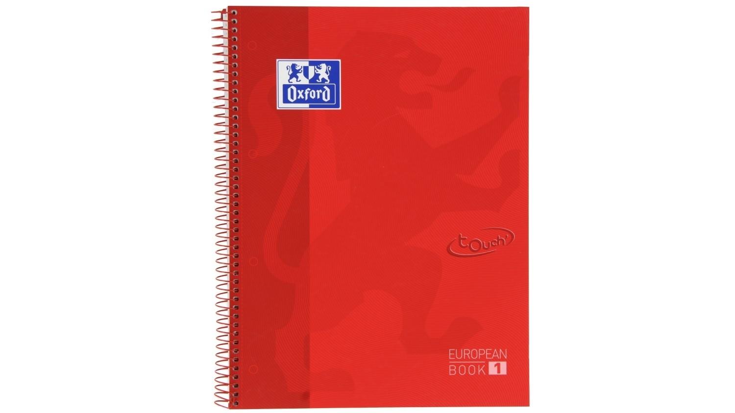 CUADERNO ESPIRAL OXFORD EUROPEANBOOK 1 TAPA EXTRADURA DIN A4 80 HOJAS CUADRICULA 5 MM COLOR CARMIN TOUCH