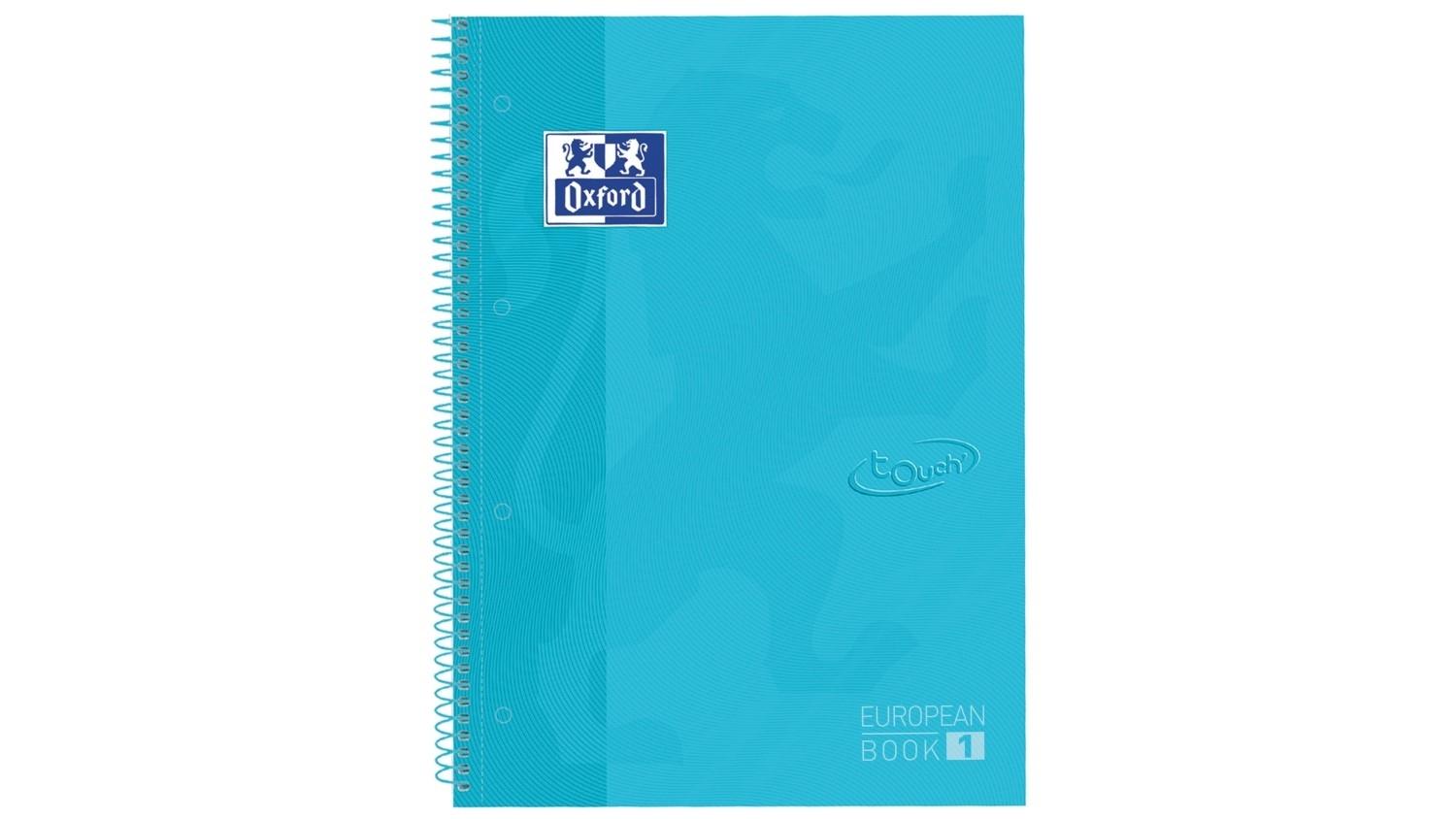 CUADERNO ESPIRAL OXFORD EUROPEANBOOK 1 TAPA EXTRADURA DIN A4 80 HOJAS CUADRICULA 5 MM COLOR AZUL PASTEL