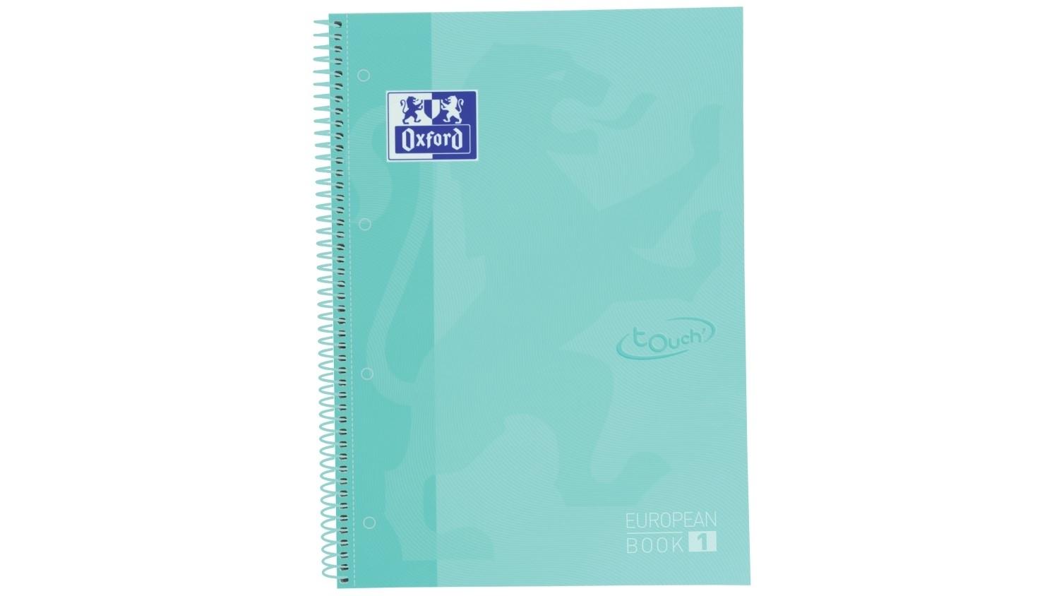 CUADERNO ESPIRAL OXFORD EUROPEANBOOK 1 TAPA EXTRADURA DIN A4 80 HOJAS CUADRICULA 5 MM COLOR ICE MINT PASTEL