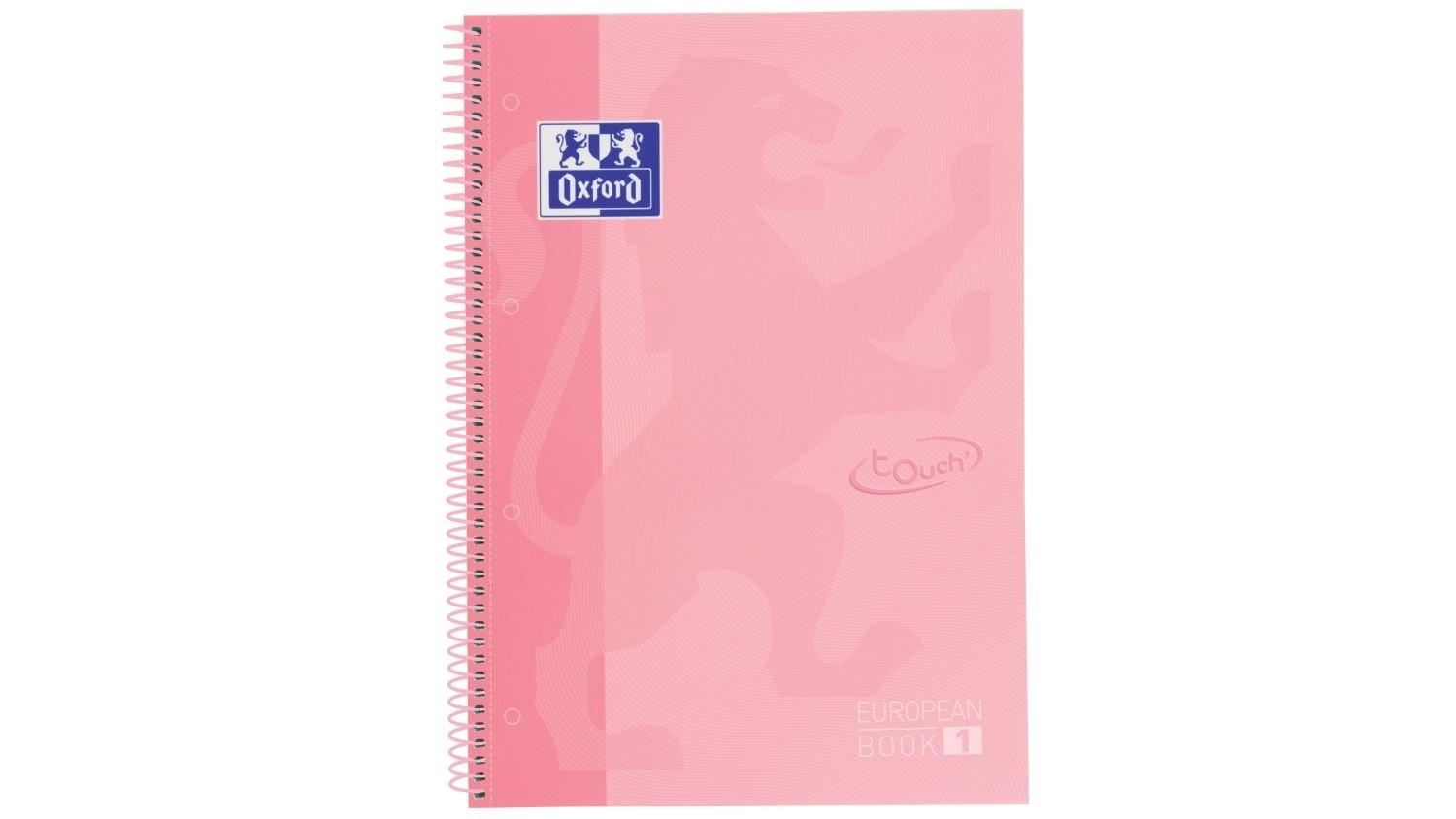 CUADERNO ESPIRAL OXFORD EUROPEANBOOK 1 TAPA EXTRADURA DIN A4 80 HOJAS CUADRICULA 5 MM COLOR FLAMINGO PASTEL