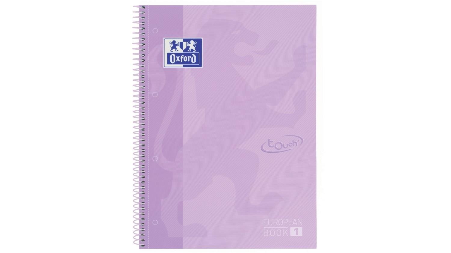 CUADERNO ESPIRAL OXFORD EUROPEANBOOK 1 TAPA EXTRADURA DIN A4 80 HOJAS CUADRICULA 5 MM COLOR LAVANDA PASTEL