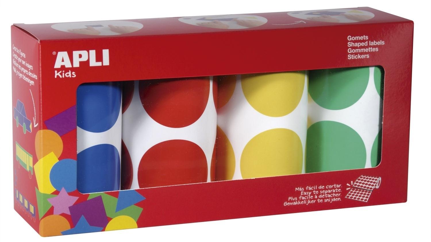 PACK 4 ROLLOS GOMETS XXL REDONDOS 45MM COLORES SURTIDOS APLI 17634