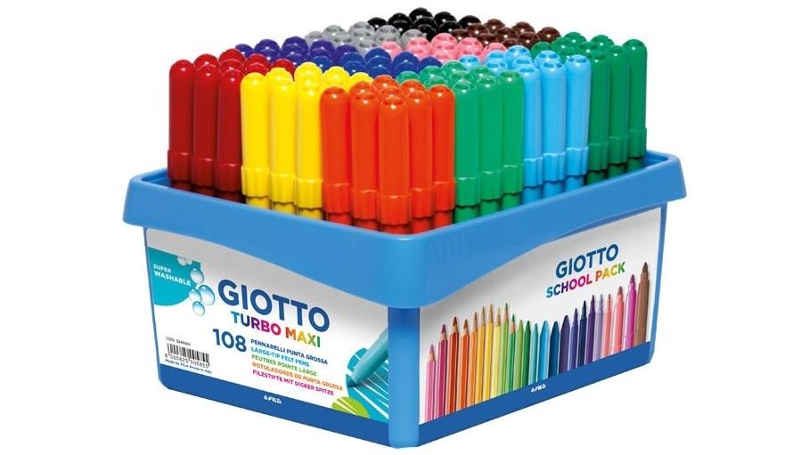 PACK 108 ROTULADORES FIBRA GIOTTO TURBO MAXI SCHOOL COLORES SURTIDOS