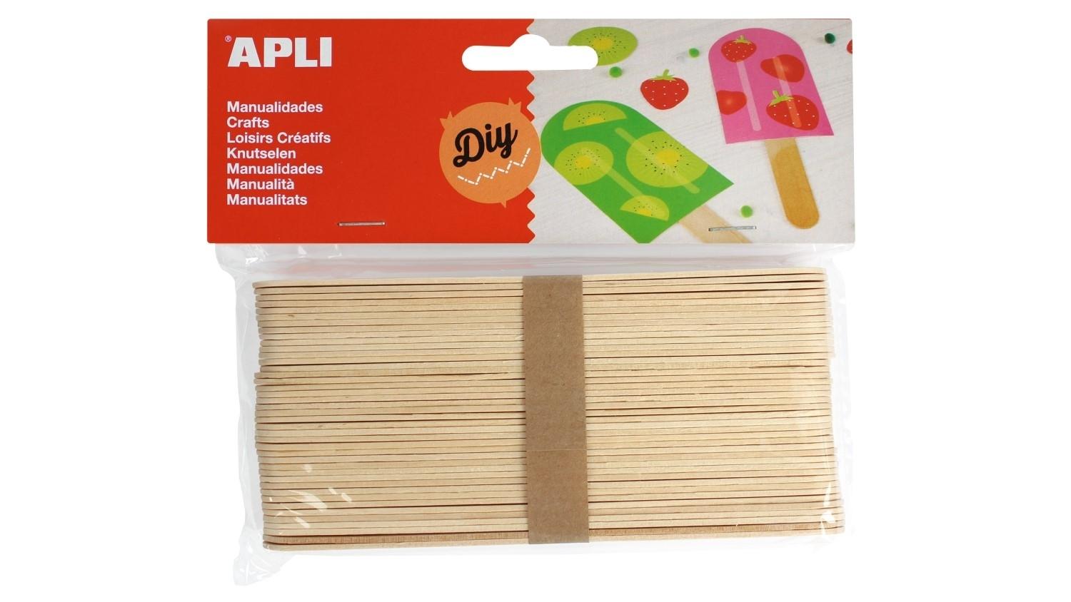 BOLSA 40 UNIDADES PALOS DE POLO JUMBO 150X18MM COLOR MADERA NATURAL APLI 13268