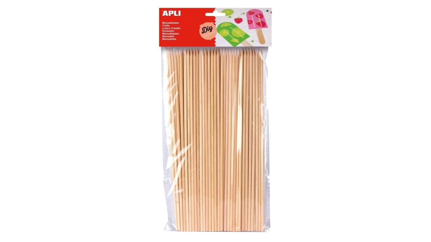 BOLSA 50 UNIDADES PALOS PINCHO 200X3MM COLOR MADERA NATURAL APLI 13483