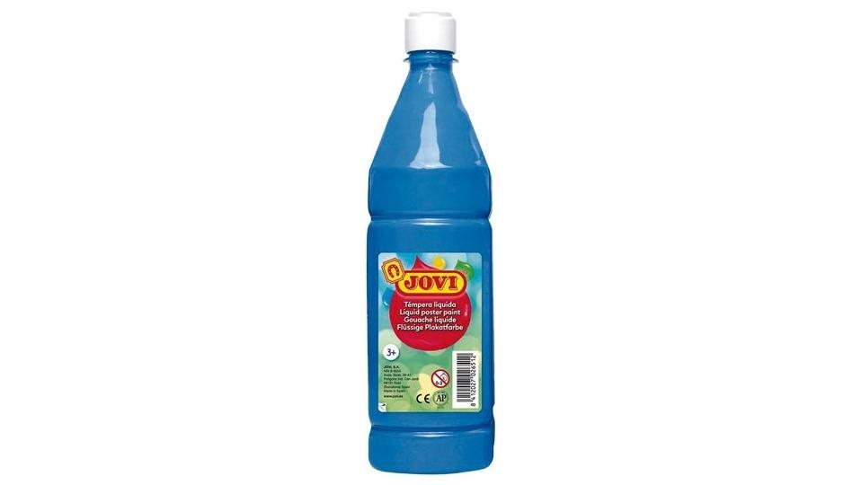 BOTELLA TEMPERA LIQUIDA ESCOLAR JOVI 1000 ML COLOR AZUL CYAN