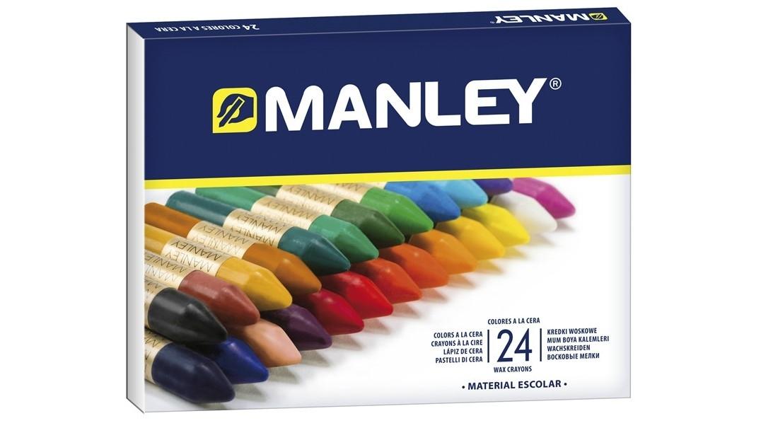 CAJA 24 CERAS MANLEY COLORES SURTIDOS
