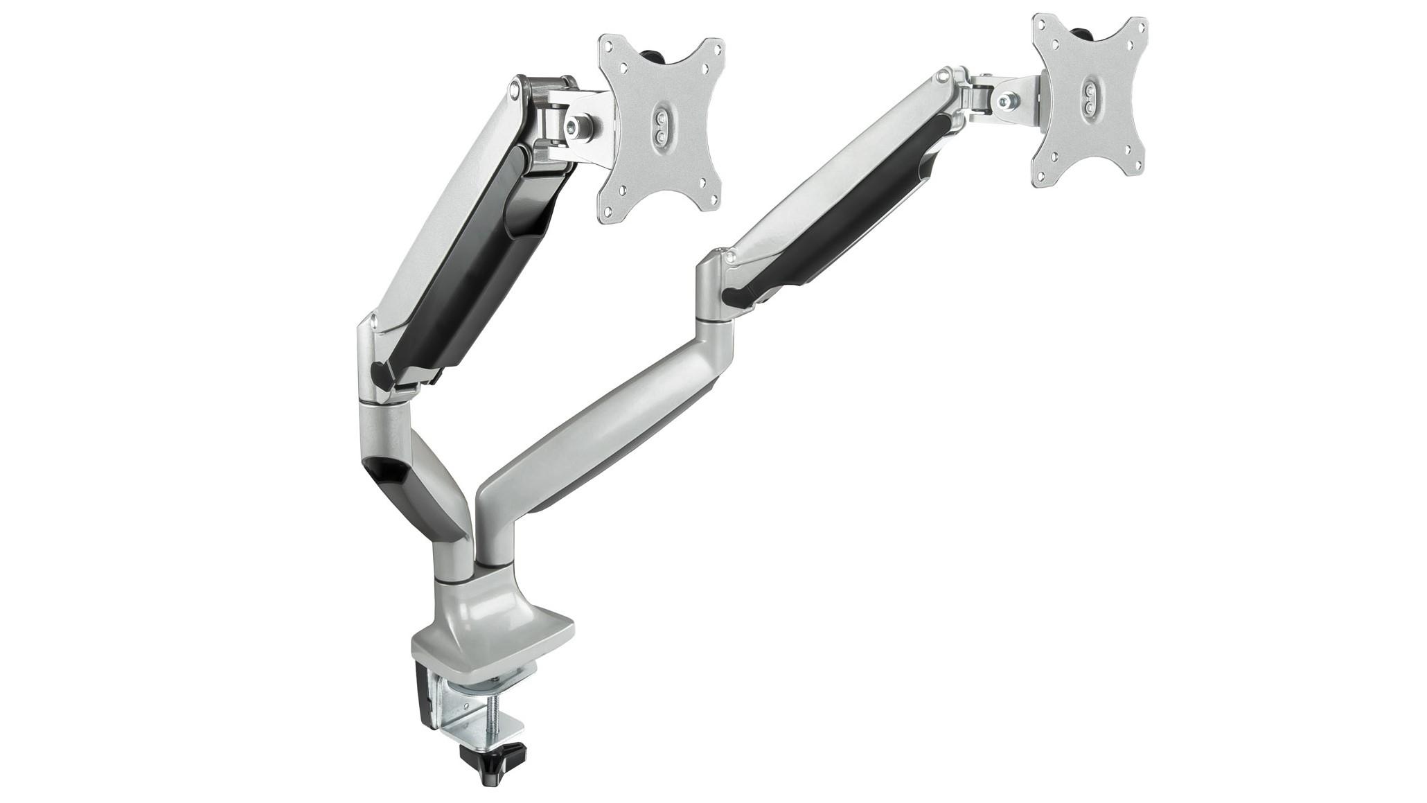 SOPORTE DE MESA TOOQ DB3032TNR-S GIRATORIO E INCLINABLE 2 BRAZOS PARA MONITOR / TV 13"-32" PLATA