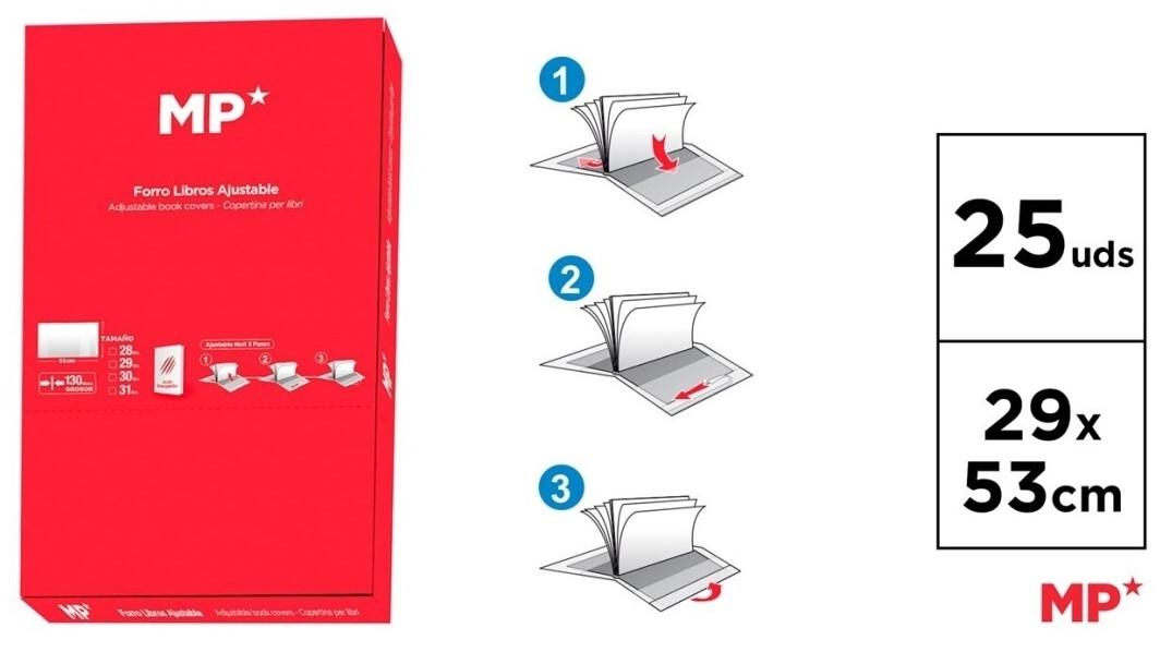 PACK 25 FORRALIBROS MP 29 X 53 CM CON SOLAPA AJUSTABLE ADHESIVA
