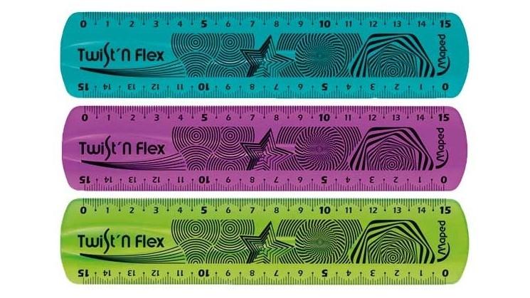 REGLA MAPED PLASTICO FLEXIBLE TWIST&FLEX 15 CM COLORES SURTIDOS