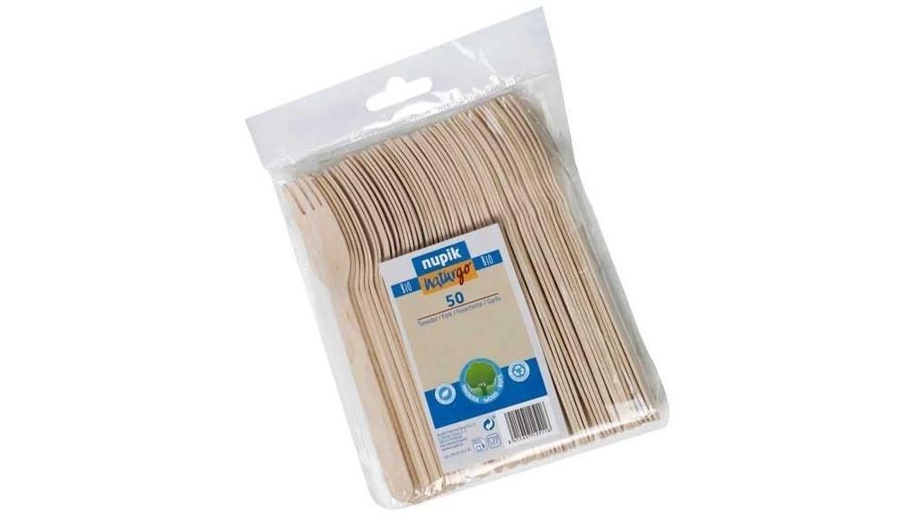 BOLSA 50 TENEDORES DE MADERA NUPIK 16 CM