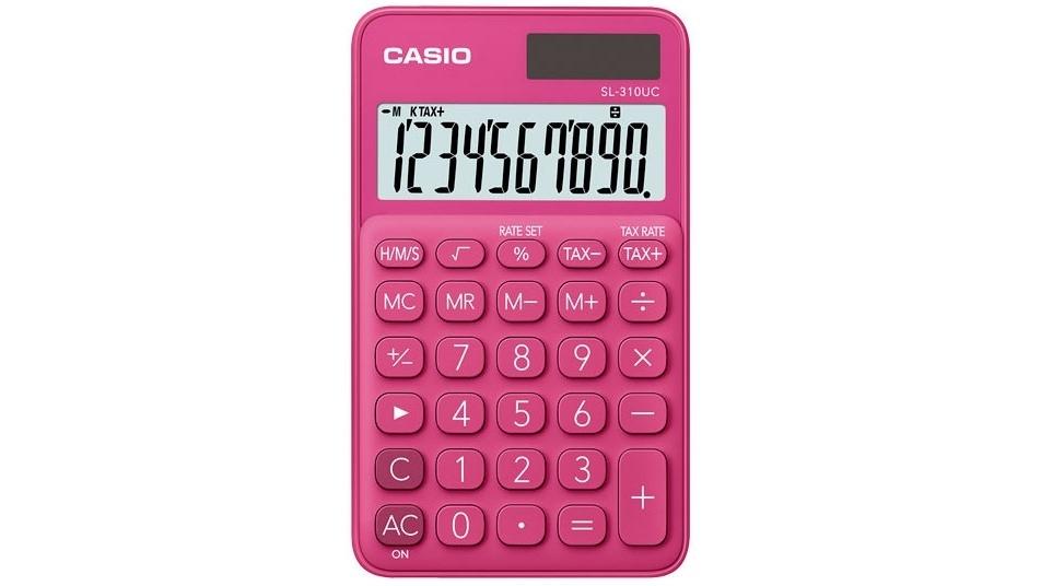 CALCULADORA DE BOLSILLO CASIO SL-310UC 10 DIGITOS COLOR FUCSIA