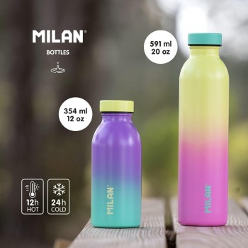 BOTELLA ISOTERMICA MILAN DE ACERO INOXIDABLE 354 ML SERIE SUNSET LILA-TURQUESA