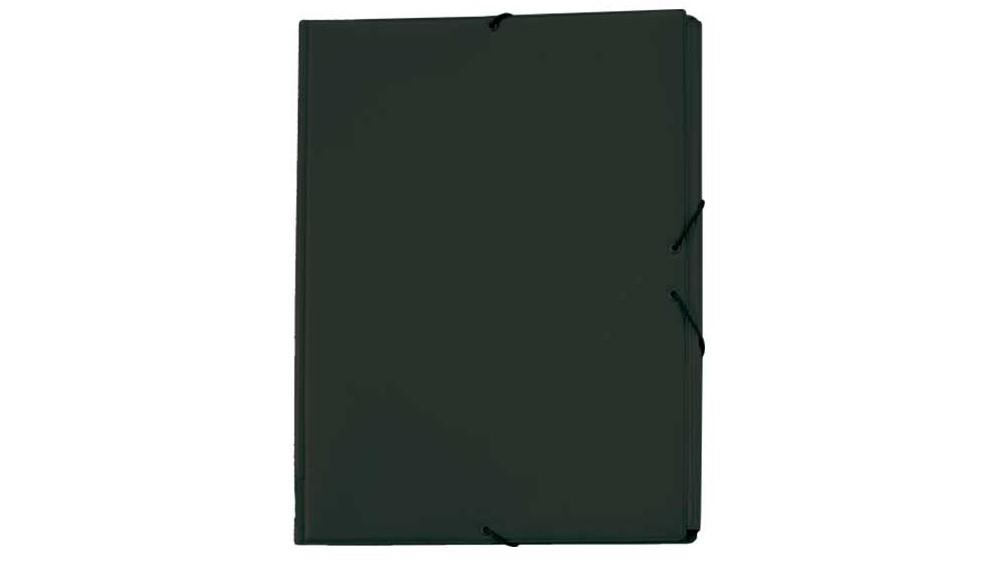 CARPETA GOMAS CON BOLSA FORRADA PVC TAMAÑO CUARTO A5 COLOR NEGRO DISPLAST