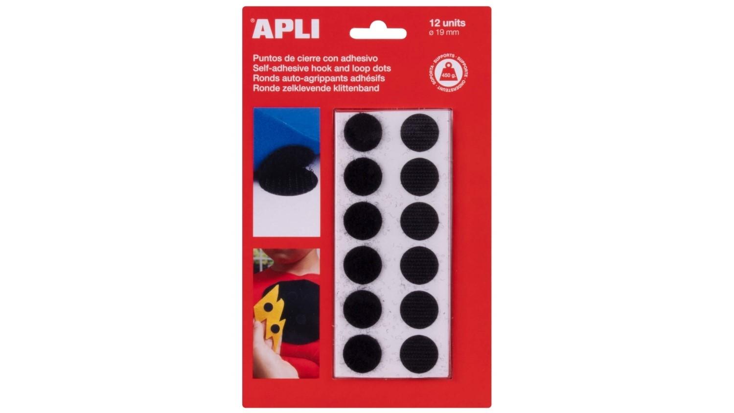 BLISTER 12 PUNTOS DE CIERRE VELCRO CON ADHESIVO APLI 13658