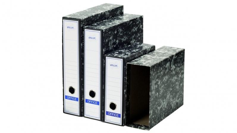 ARCHIVADOR AZ ANCOR CLASSIC CUARTO NATURAL JASPEADO NEGRO CON CAJA