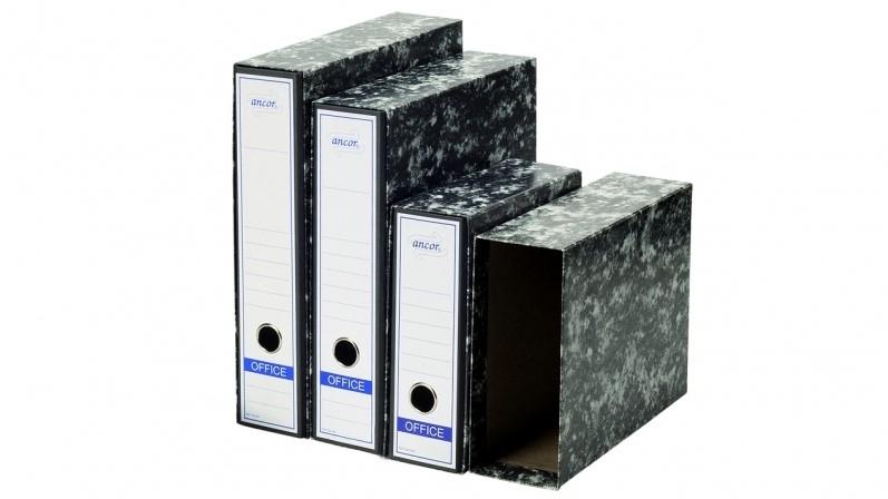 ARCHIVADOR AZ ANCOR CLASSIC CUARTO APAISADO JASPEADO NEGRO CON CAJA
