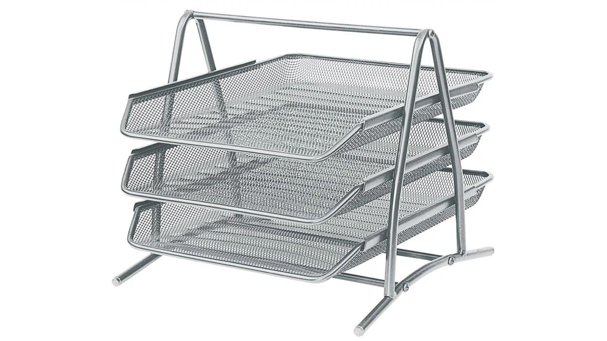 BANDEJA SOBREMESA METALICA ERICHKRAUSE REJILLA GRIS 3 BANDEJAS MOVIBLES
