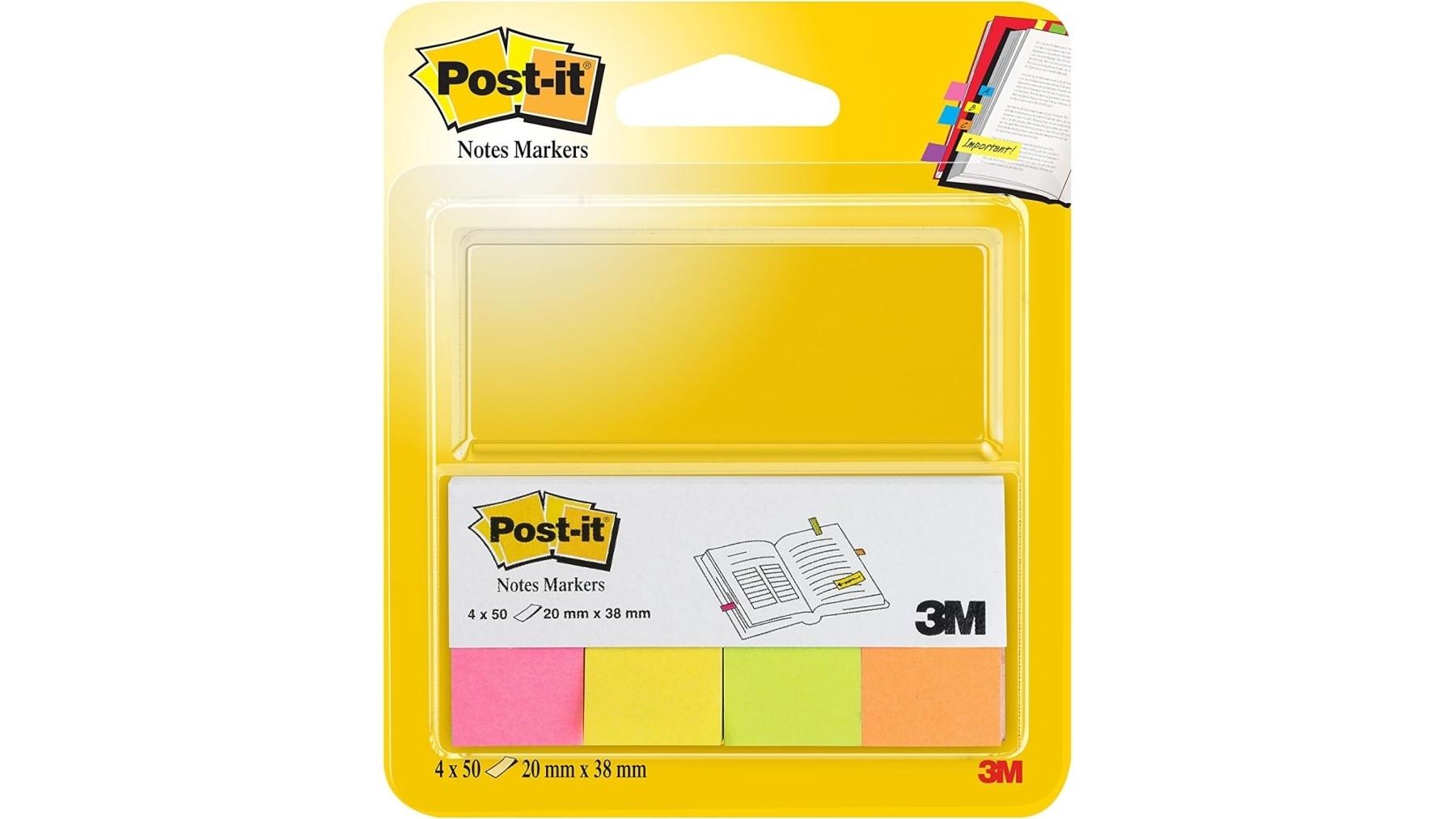 PACK 4 BLOCS DE NOTAS ADHESIVAS QUITA Y PON POST-IT 670-4 MININOTAS ROSA / AMARILLO / VERDE / NARANJA NEON
