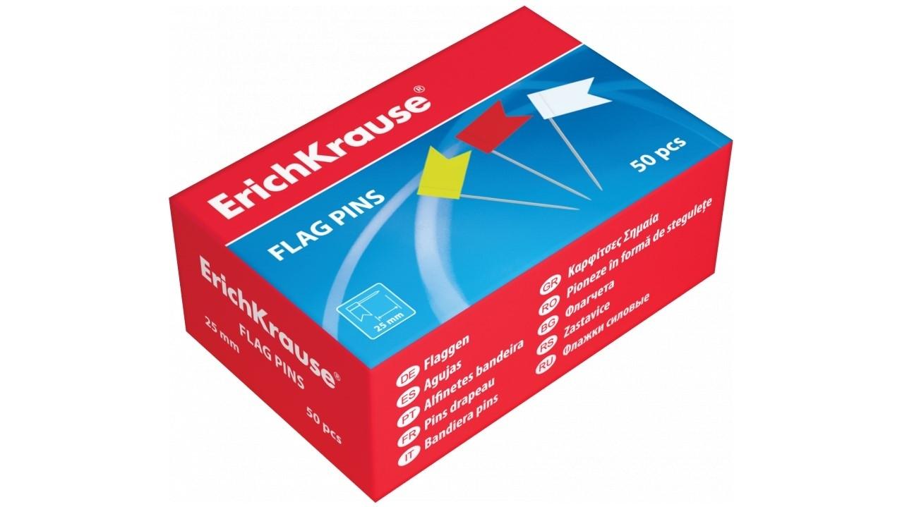 CAJA 50 BANDERITAS CON PINCHO COLORES SUTIDOS ERICHKRAUSE