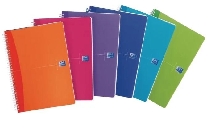 CUADERNO DOBLE ESPIRAL OXFORD MY COLORS TAPA PLASTICO DIN A4 90 HOJAS 90 G. CUADRICULA 5 MM COLORES SURTIDOS