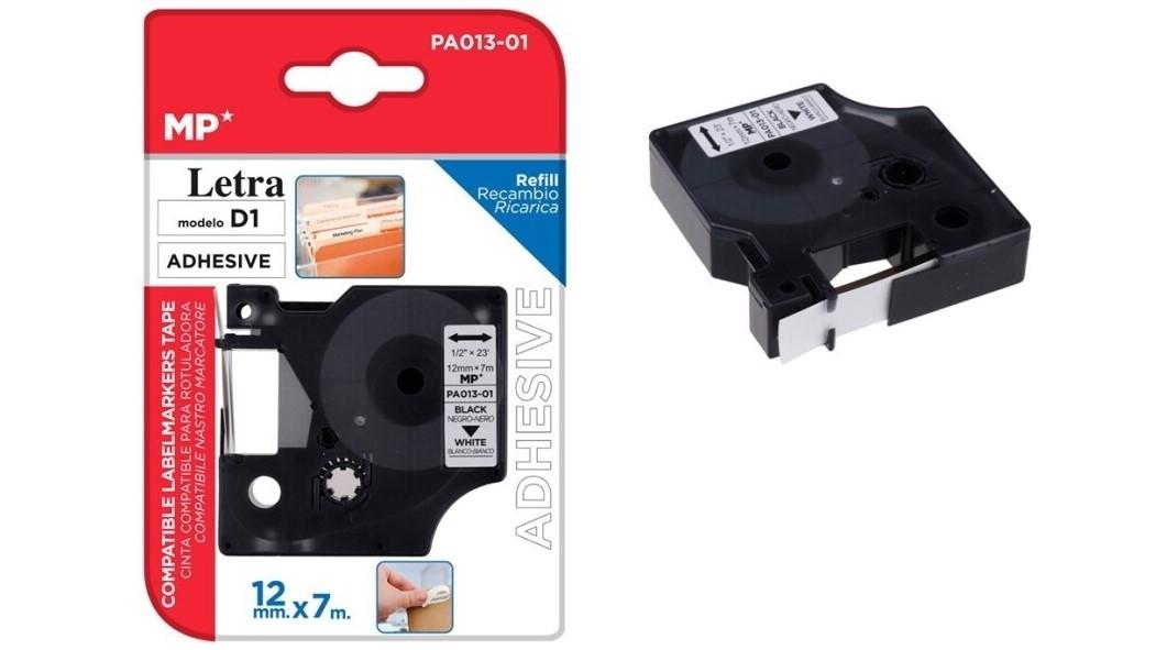 CINTA COMPATIBLE DYMO D1 NEGRO / BLANCO 12MM S0720530 / 045013