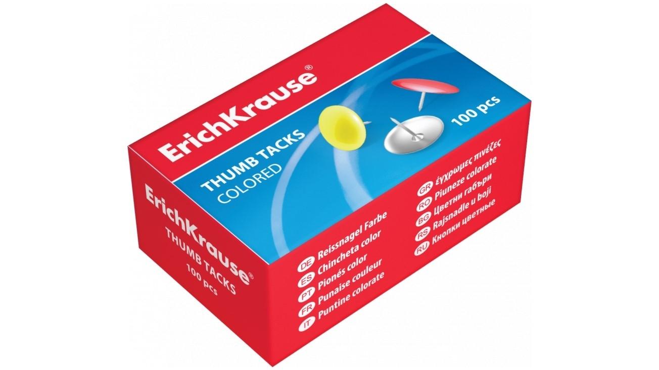 CAJA 100 CHINCHETAS COLORES SURTIDOS ERICHKRAUSE