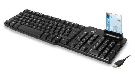 TECLADO CABLE USB CON LECTOR DE TARJETAS DNI NEGRO EWENT