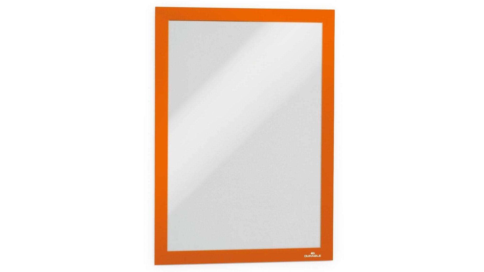 PACK DE 2 MARCOS PORTA ANUNCIOS DURABLE DURAFRAME MAGNETICO DIN A4 COLOR NARANJA