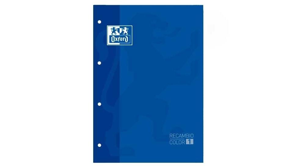 RECAMBIO COLOR 1 OXFORD DIN A4 80 HOJAS 90 GR CUADROS 5 MM 4 TALADROS COLOR AZUL OSCURO