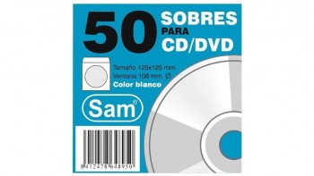 PACK 50 SOBRES SAM 125 X 125 PARA CD / DVD CON VENTANA