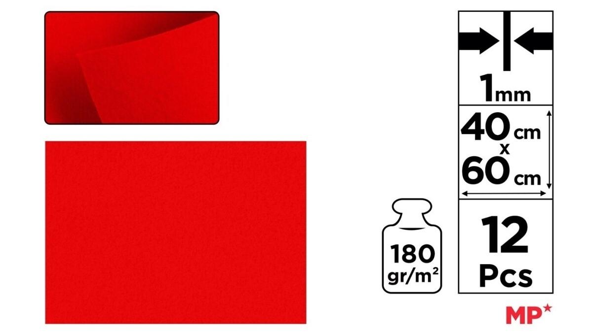 FIELTRO MP 40X60CM ESPESOR 1,5MM COLOR ROJO