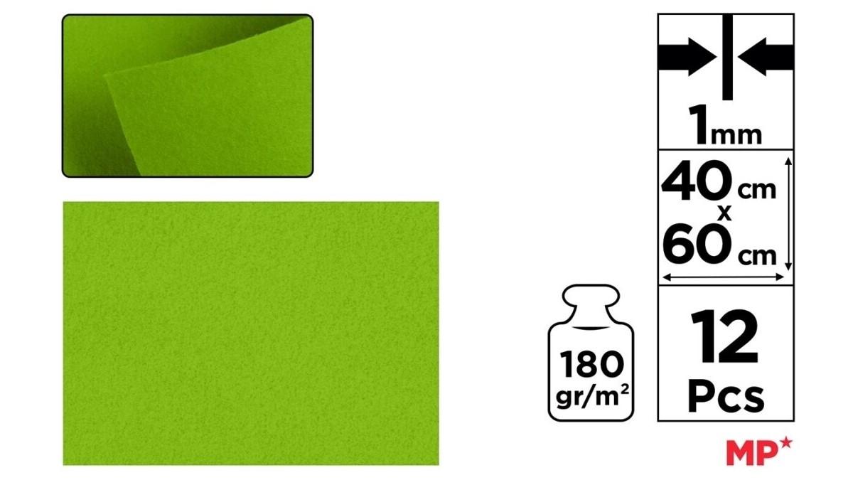FIELTRO MP 40X60CM ESPESOR 1,5MM COLOR VERDE LIMA