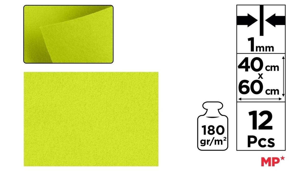 FIELTRO MP 40X60CM ESPESOR 1,5MM COLOR AMARILLO CLARO