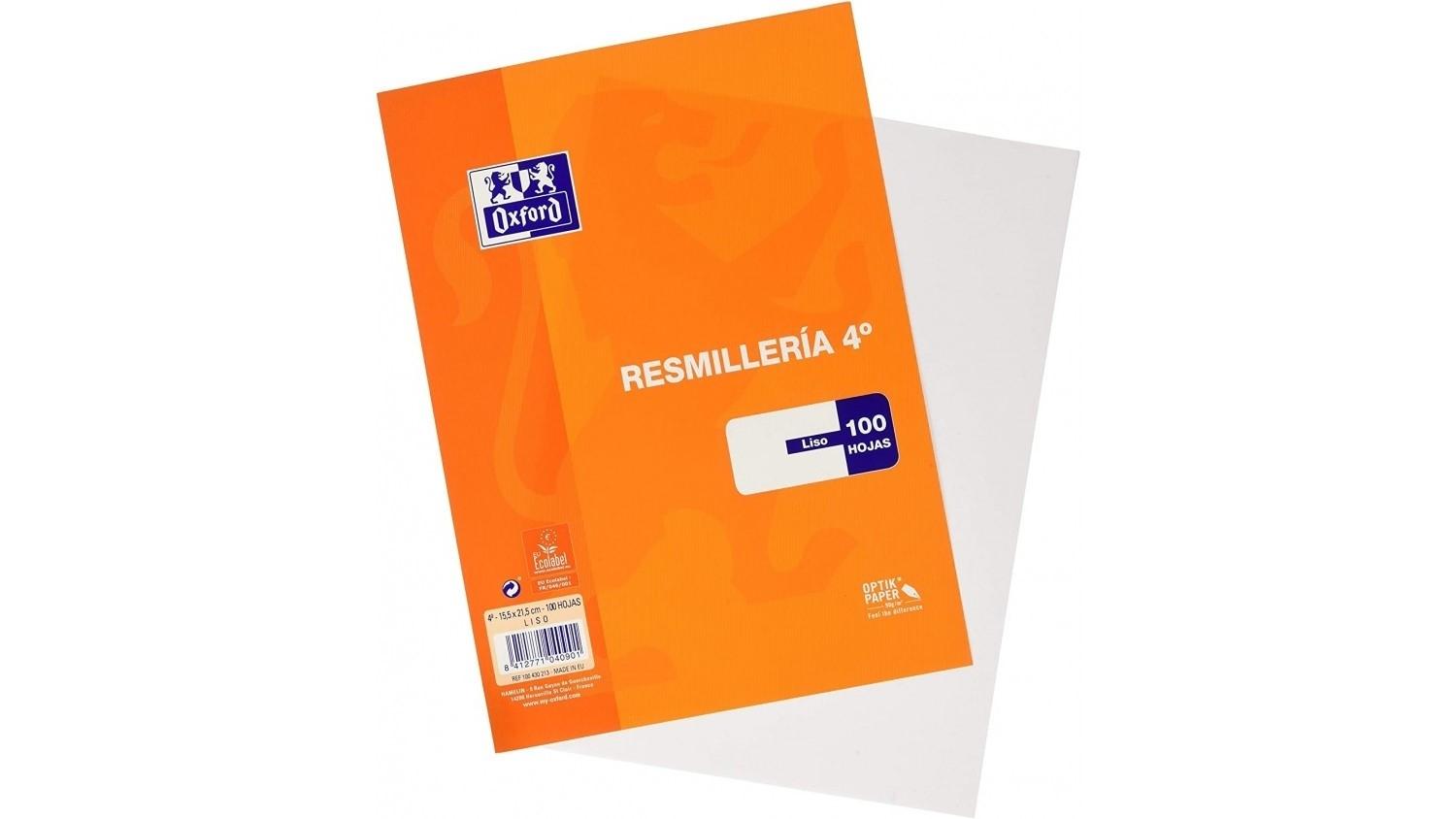 PAQUETE 100 HOJAS PAPEL A5 90G/M2 LISO OXFORD CLASSIC TAPA BLANDA NARANJA