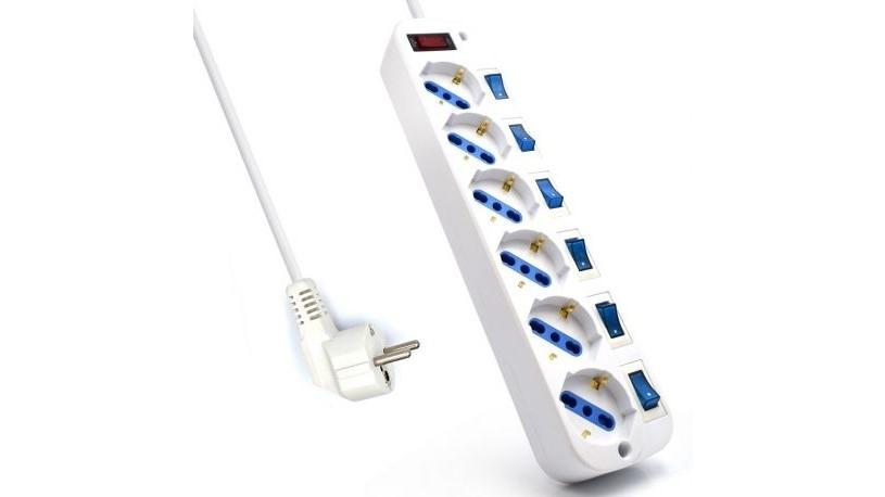REGLETA EWENT EW3932 6 SALIDAS CON 7 INTERRUPTORES 1,5M COLOR BLANCO