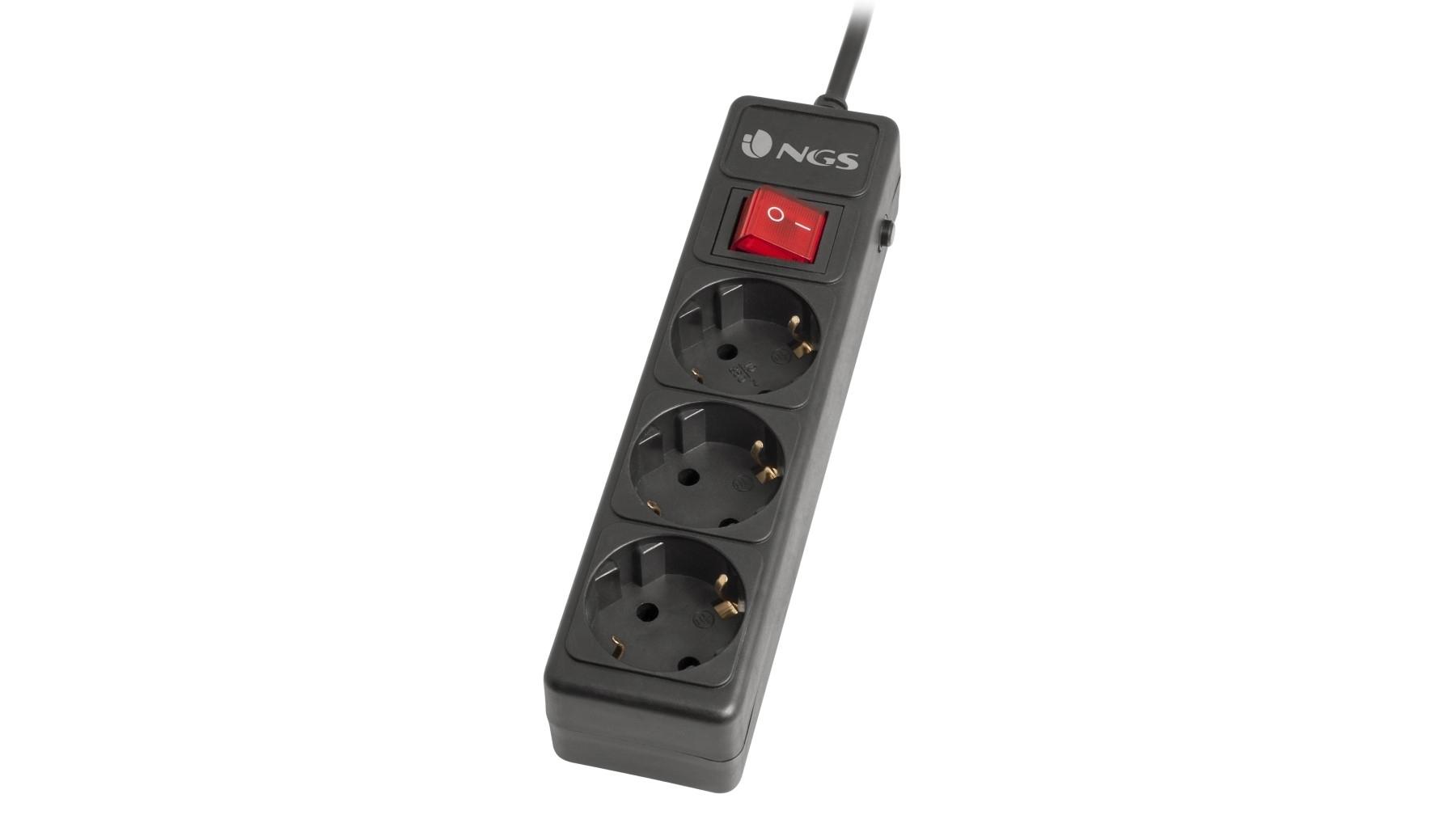 REGLETA NGS GRID3003 SALIDAS CON INTERRUPTOR 1,5M COLOR NEGRO