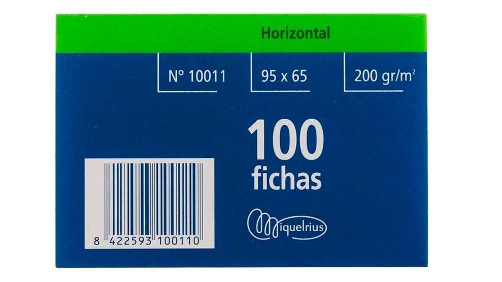 PAQUETE 100 FICHAS RAYADAS MIQUELRIUS Nº1 65X95MM