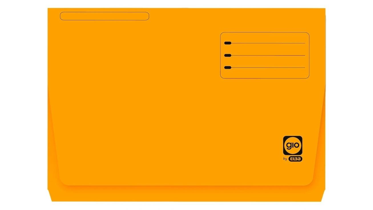 CAJA 25 SUBCARPETAS CON BOLSA Y SOLAPAS GIO POCKET 320 GRS TAMAÑO FOLIO COLOR NARANJA
