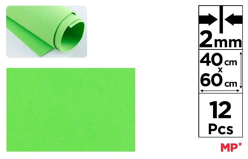 GOMA EVA MP 40X60CM ESPESOR 2MM COLOR VERDE CLARO